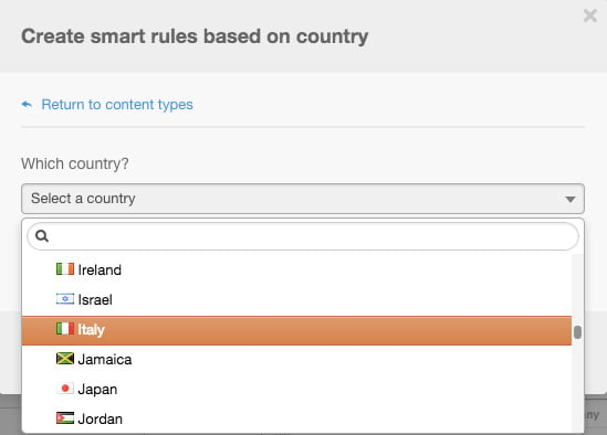 personalización de contenido según país