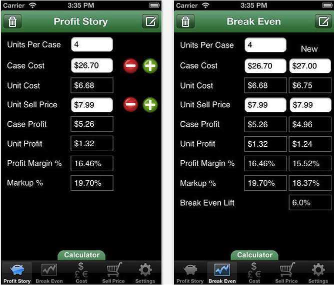 app de ventas: profit story