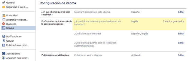 how to change the language of my profile on Facebook