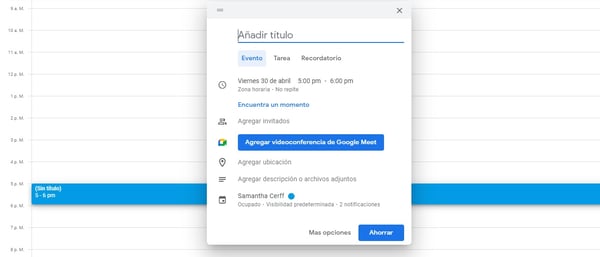 Cómo usar Google Meet: Crear una reunión desde Google Calendar