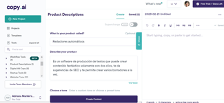 Generador de textos con IA: Copy.ai
