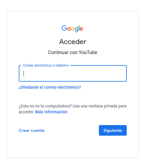 Crea una cuenta de Google para iniciar en YouTube