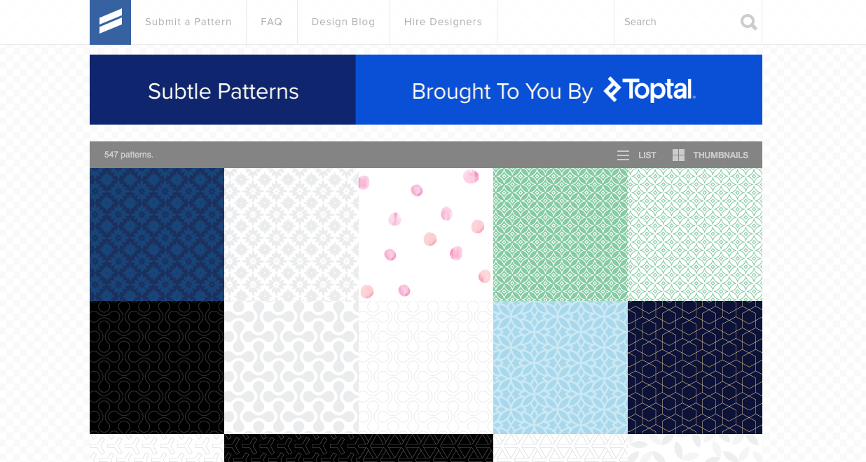 Fondos sobrios para páginas web con texturas en Toptal