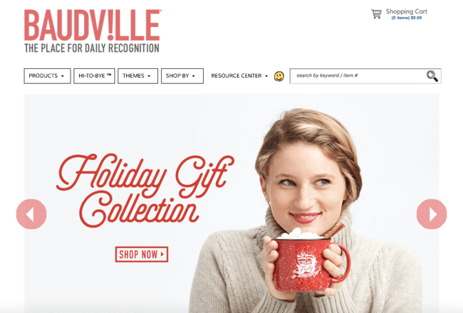 Diseño web navideño en página de Baudville