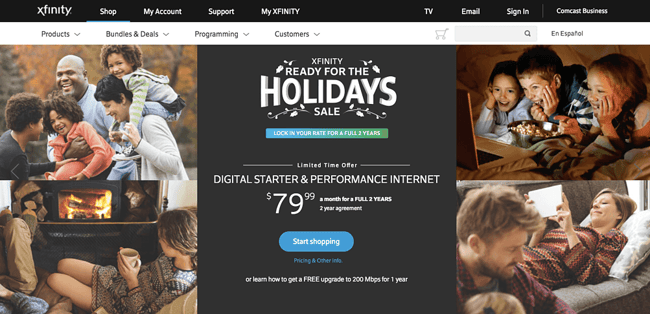 Diseño web para Navidad de Xfinity