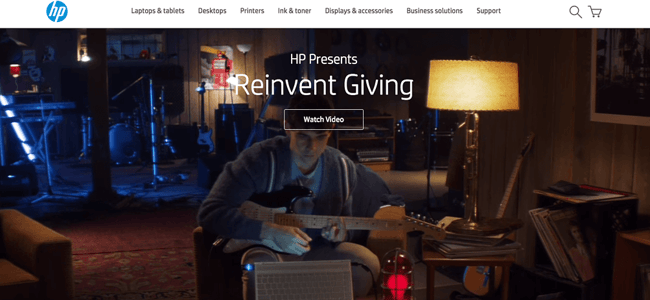 Video navideño en pagina web principal de HP