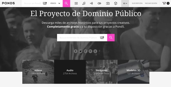 Fondos con videos, audios e imágenes de dominio público: Pond5