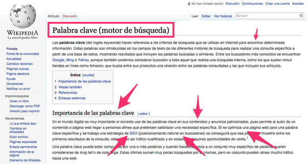 Cómo buscar keywords en Wikipedia