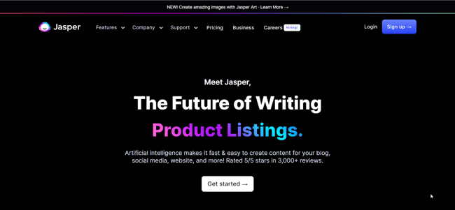 sitio web de la herramienta Jasper