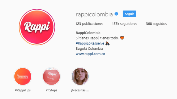Hashtags en Instagram para marcas- Rappi