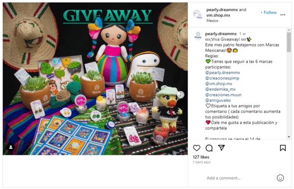 Instagram giveaway de PearlyDreamMx