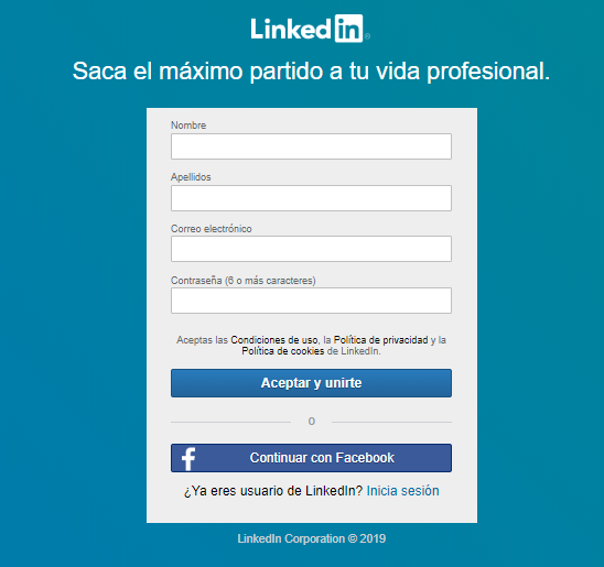LinkedIn ejemplo forms