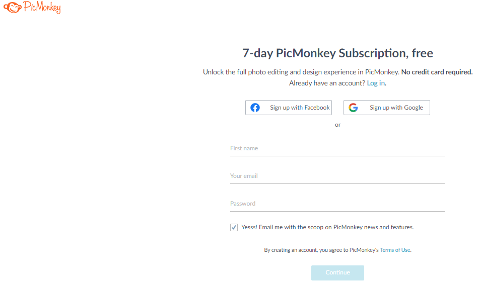 PicMonkey, ejemplo de formulario simple