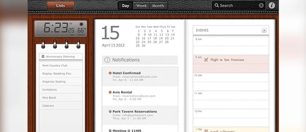 Una app de calendario que usa diseño esqueumórfico.
