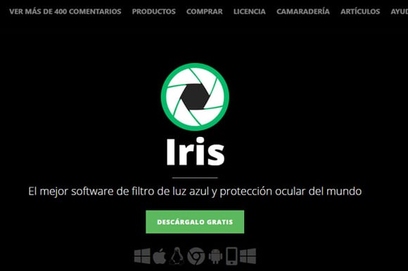 Software para relajar la vista de Iris Tech