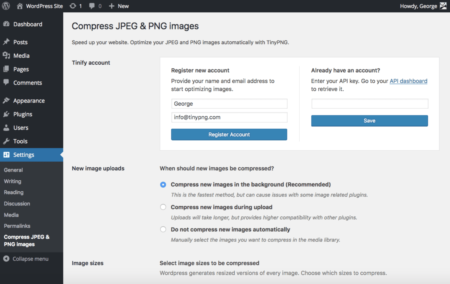 Plugin de WordPress para optimización de imágenes: TinyPNG