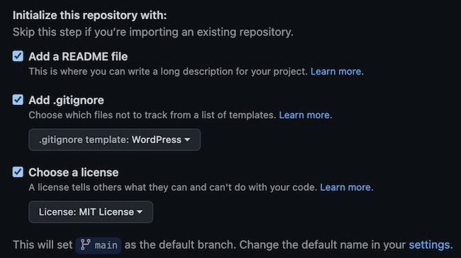 Interfaz de configuración de un repositorio en GitHub