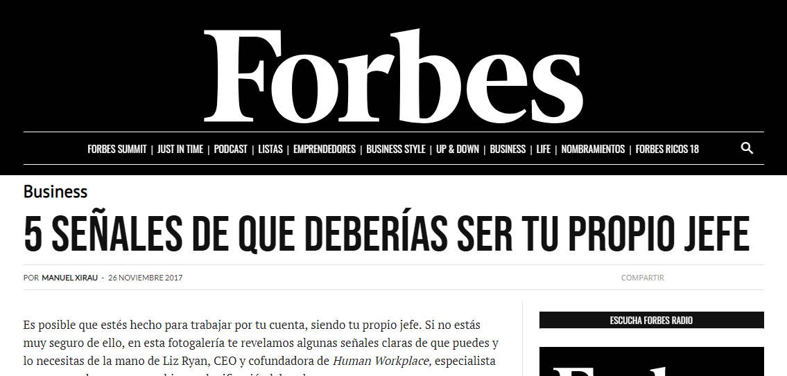 Ejemplo de título de blog creativo: Forbes