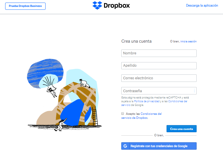 Ejemplo de formulario de contacto de Dropbox