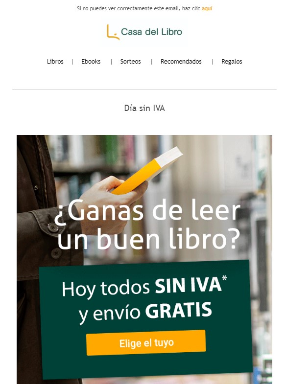 Ejemplo de newsletter: Casa el Libro