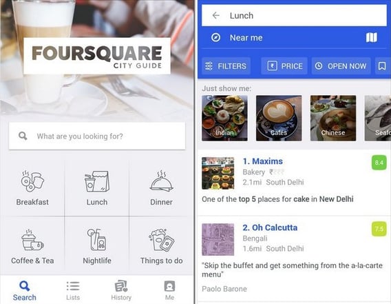 App móvil Foursquare City Guide