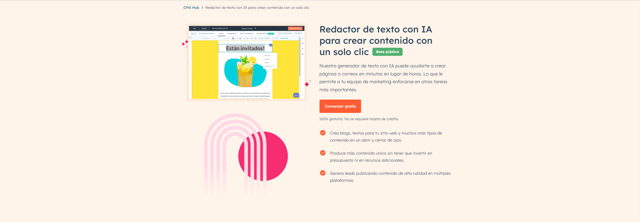 Generador de texto con IA de HubSpot
