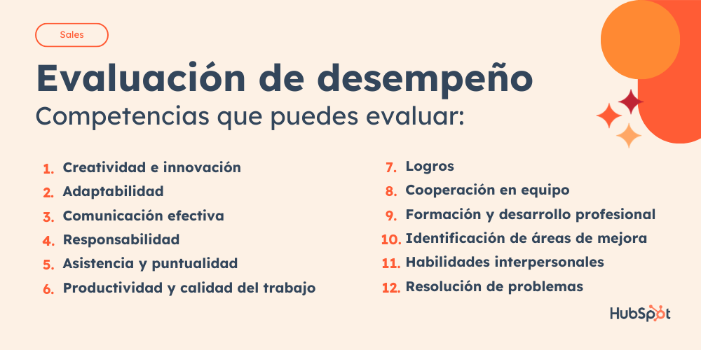 Competencias a evaluar en evaluación de desempeño