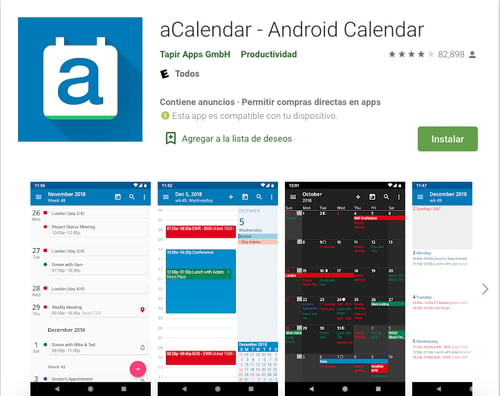 Apps de agenda y calendario: Acalendar
