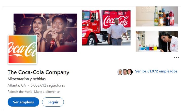Ejemplo de consistencia en estrategia de branding: Coca-Cola en LinkedIn