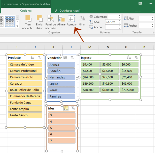 Cómo hacer una segmentación de datos en Excel: agrupar filtros