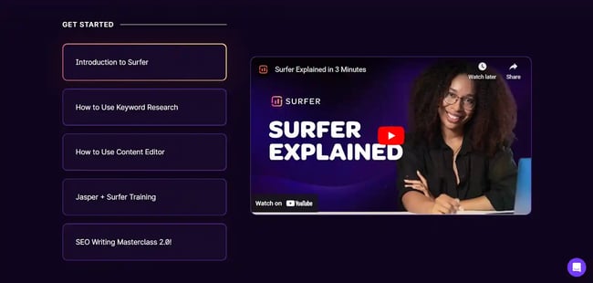 Ejemplo de iniciativas de éxito del cliente de SurferSEO