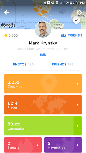 Página de perfil de la app Swarm 5.0