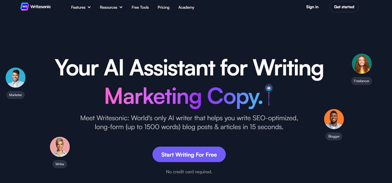 Generador de textos con IA: Writesonic