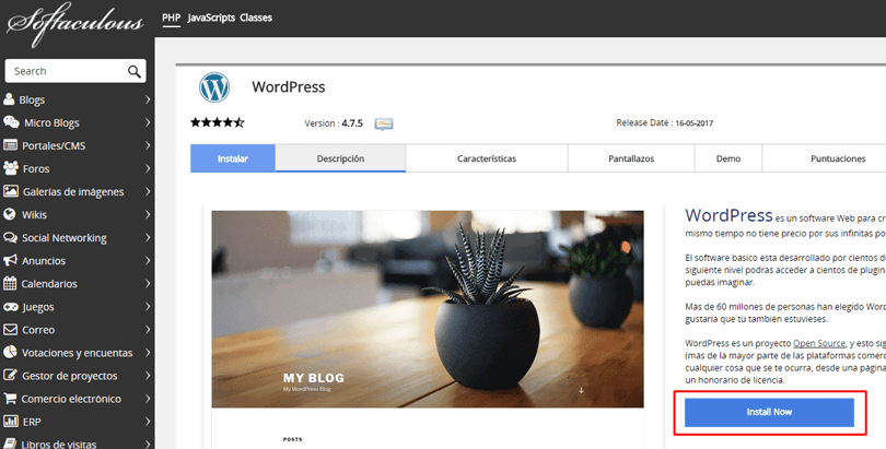 Cómo instalar WordPress desde HostGator: ingresa el dominio en el que quieres instalar WordPress