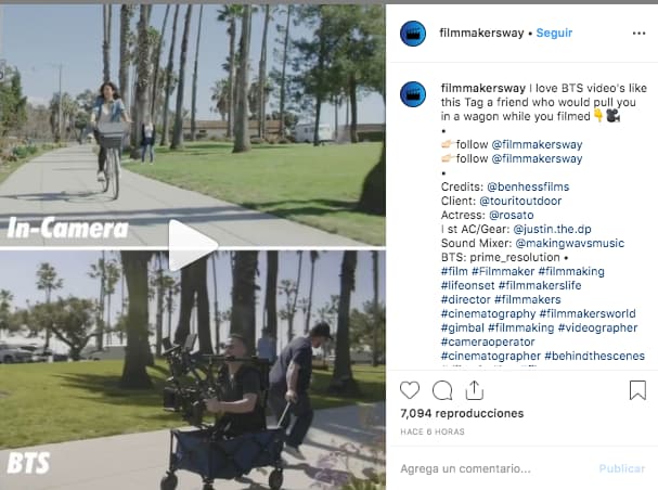 Consejos de videos de Instagram para marketeros: ejemplo de @filmmakersway