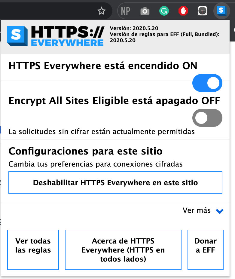 Extensión HTTPS Everywhere para Google Chrome
