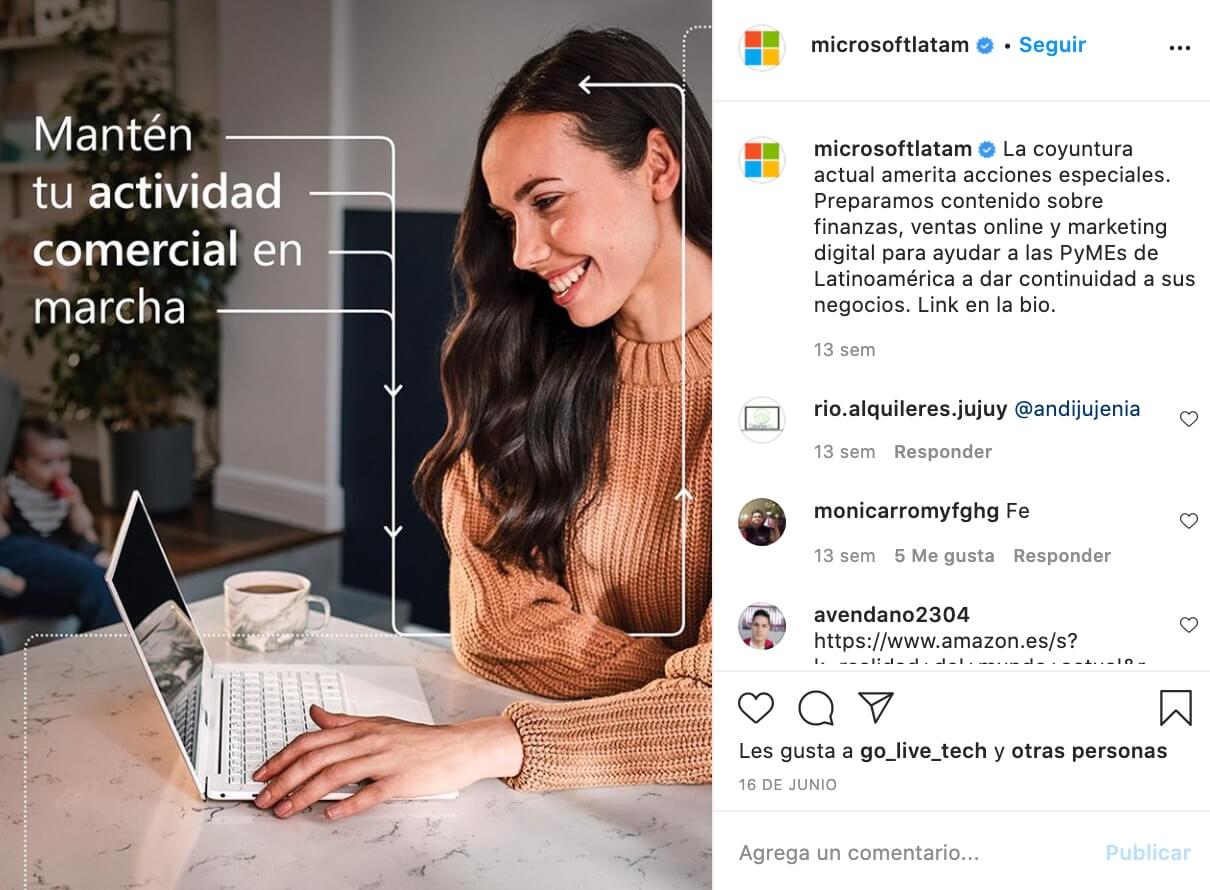 Marketing B2B para Instagram: Microsoft
