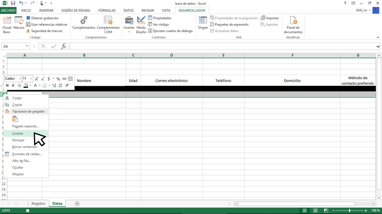 Cómo hacer una base de datos en Excel