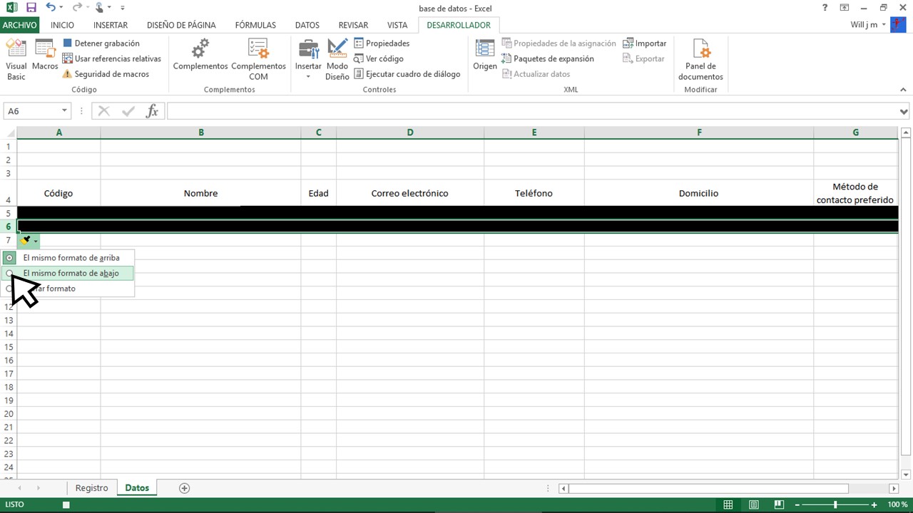 Dar mismo formato en celdas de Excel