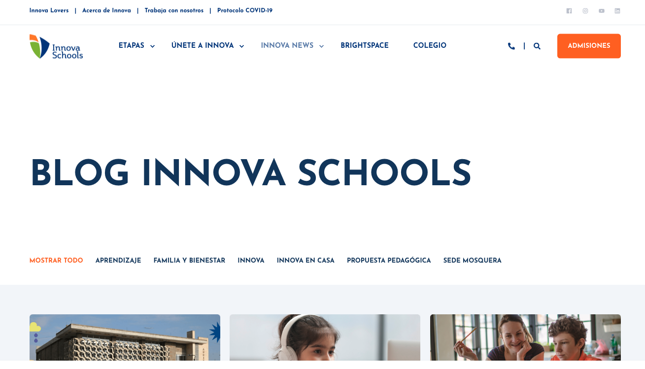 Sitios web creados con CMS Hub: Innova Schools