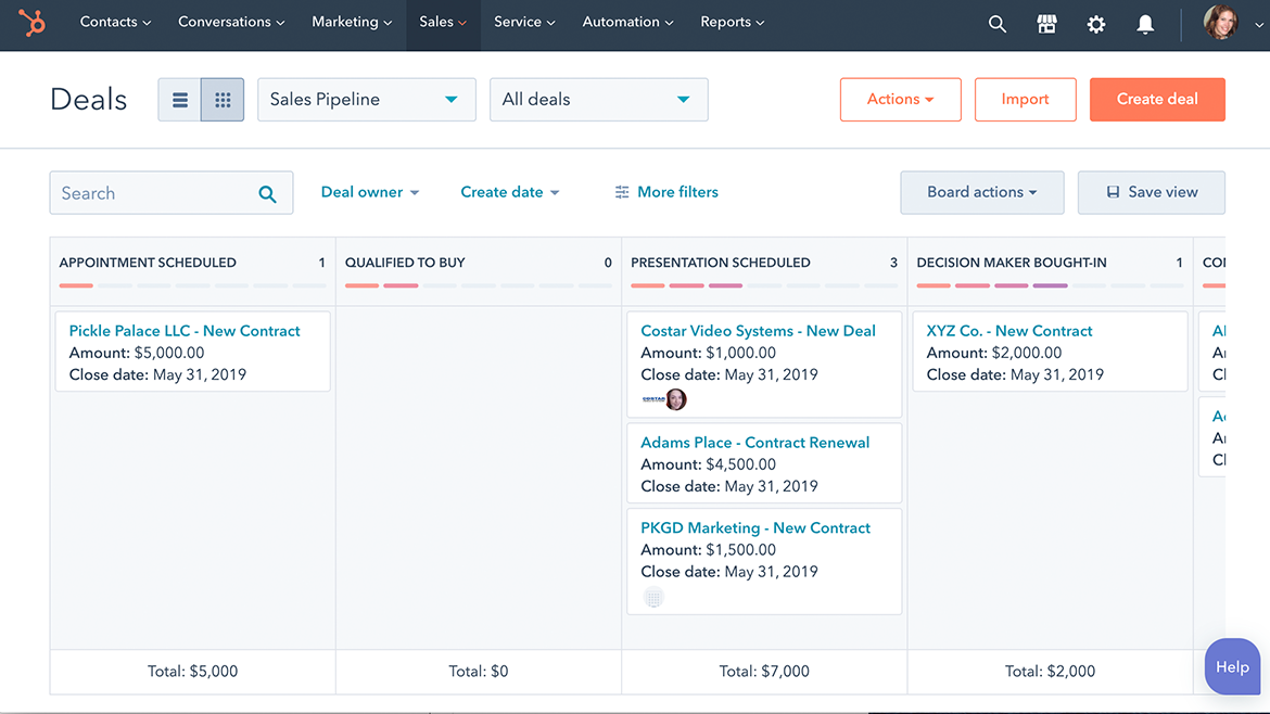 CRM for businesses: HubSpot