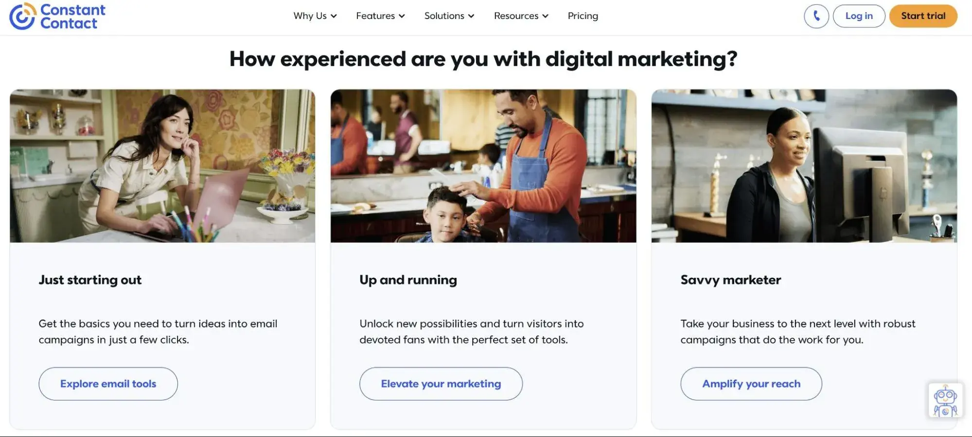 interfaz de usuario de email marketing de Constant Contact