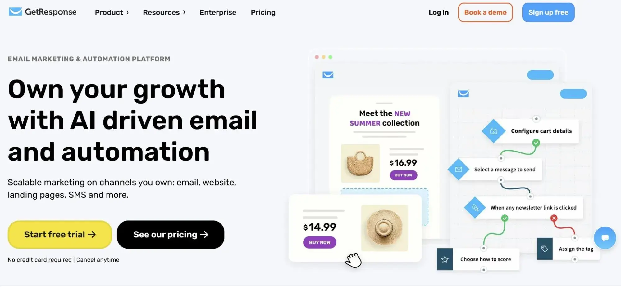 interfaz de usuario de email marketing de GetResponse