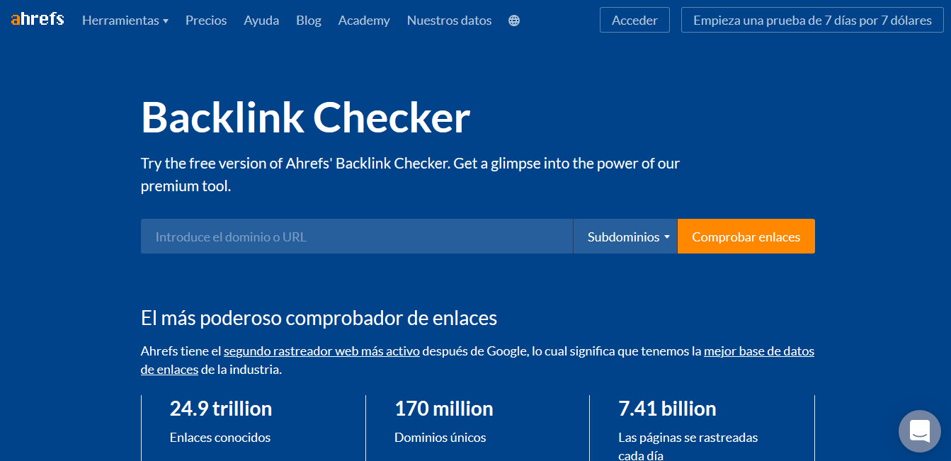 Herramienta de optimización web: Backlink Checker de Ahrefs
