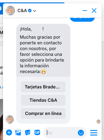 Ejemplo de chatbot: C&A