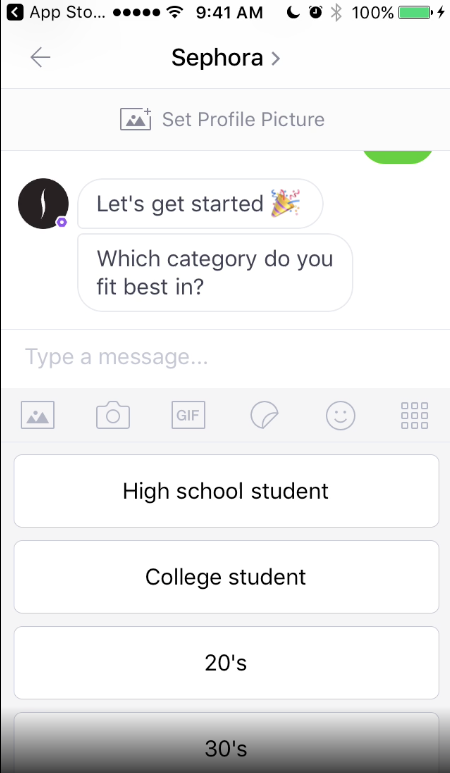 Chatbot de Sephora en Kik