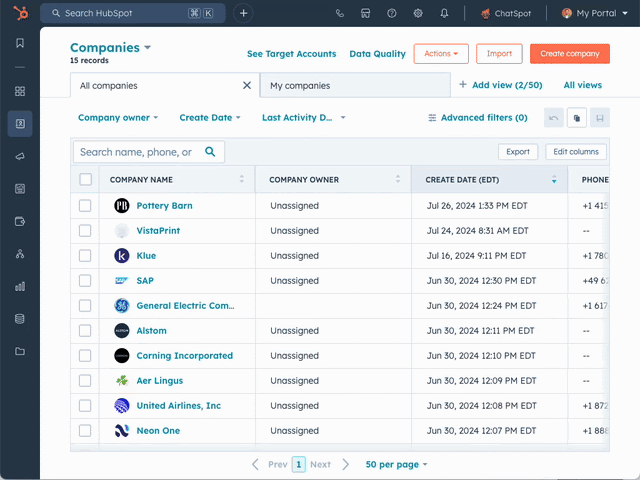 Un ejemplo de ChatSpot dentro de HubSpot AI