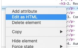 Comando Editar como HTML en cómo editar una página web