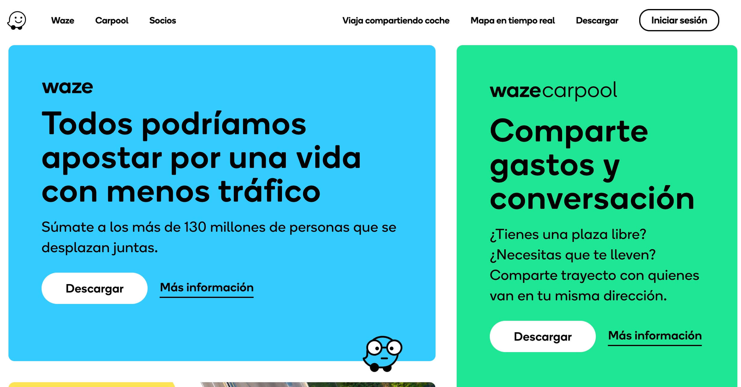 Enlaces de descarga de app en Waze
