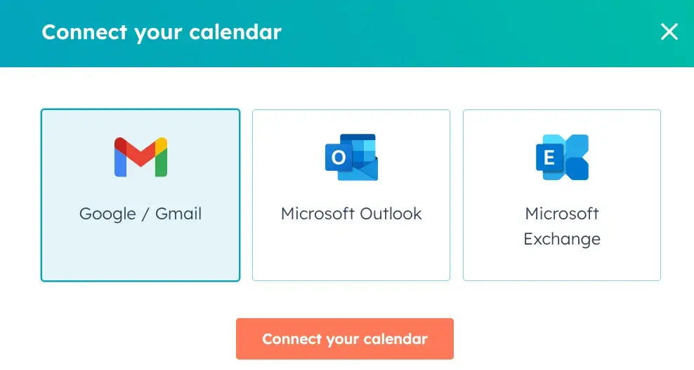 HubSpot te permite integrar tu calendario con tu CRM.